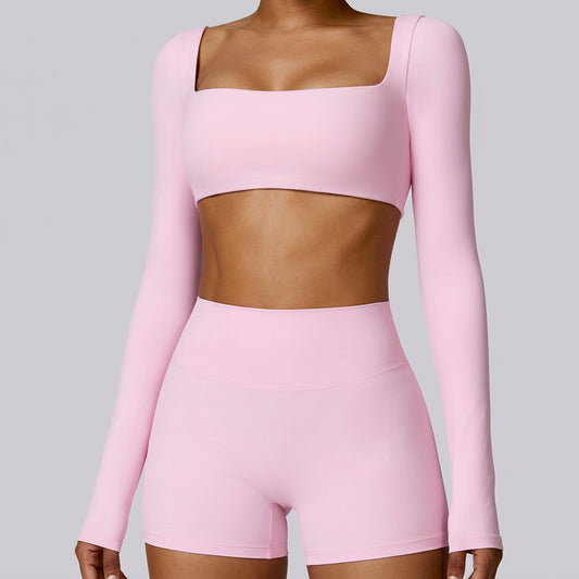 BalletFlex™ Square-Neck Long Sleeve Crop Top
