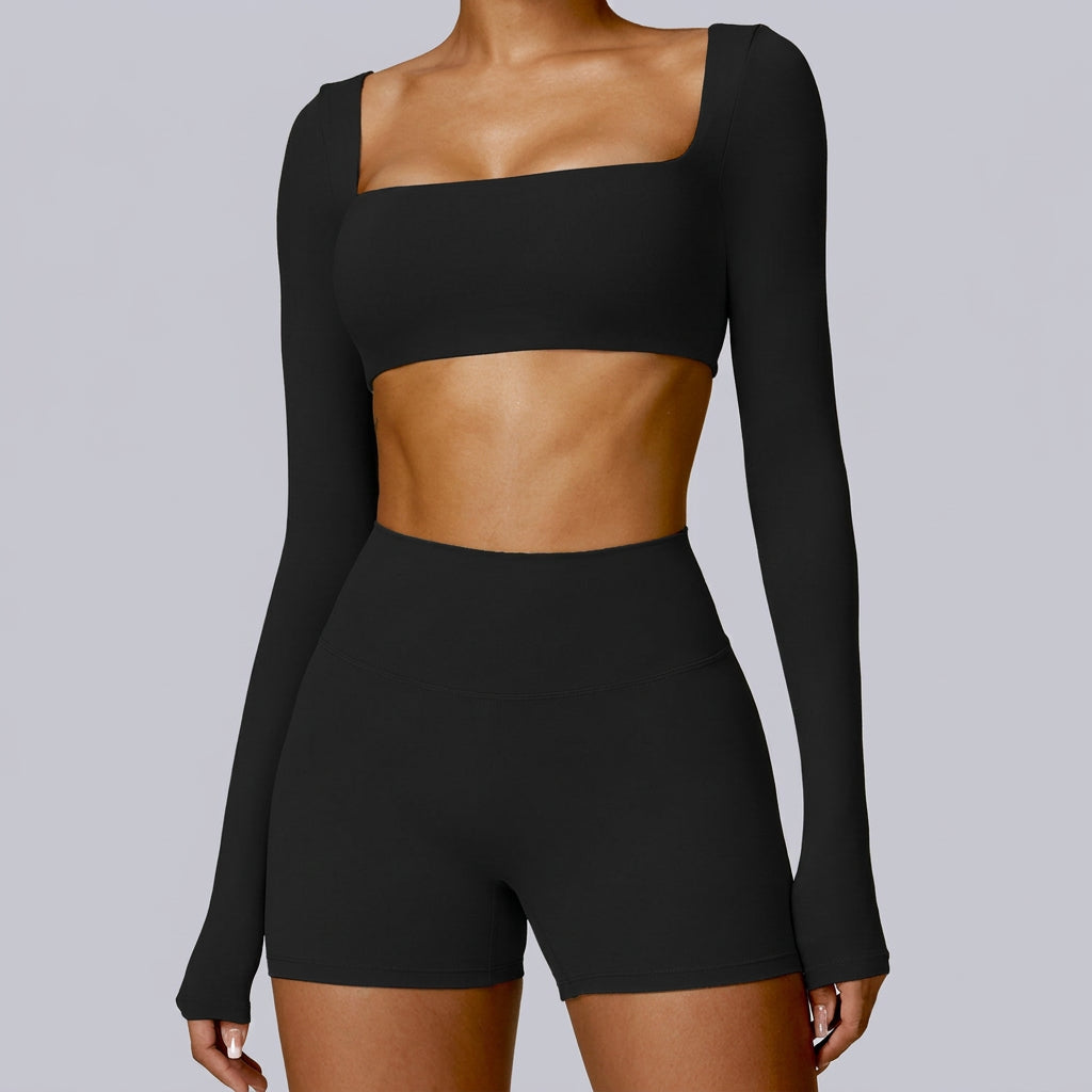 BalletFlex™ Square-Neck Long Sleeve Crop Top