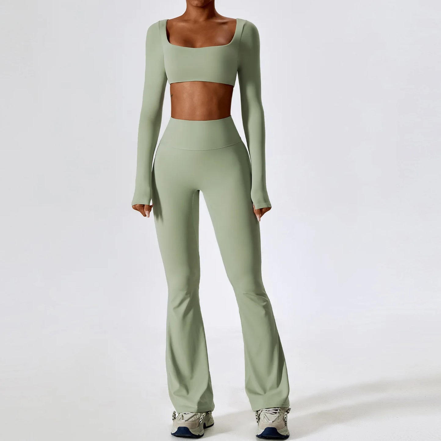 Mulu long Sleeve Crop Top Set