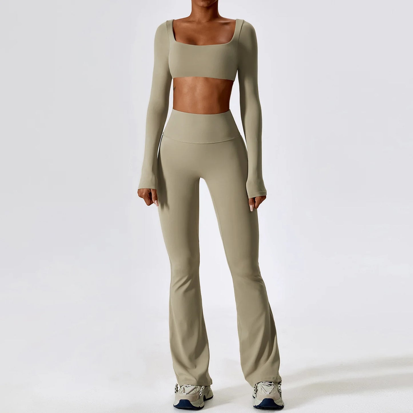 Mulu long Sleeve Crop Top Set