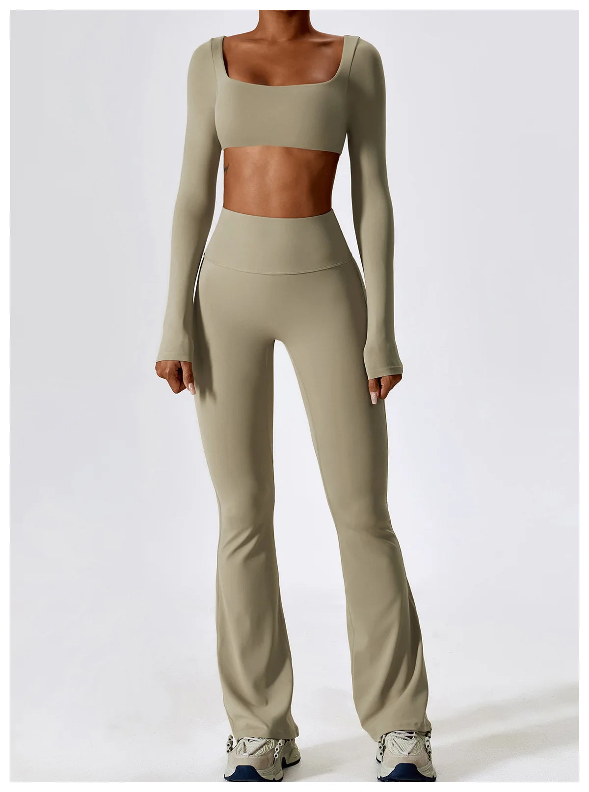 Mulu long Sleeve Crop Top Set