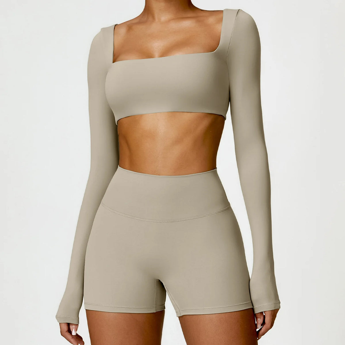 BalletFlex™ Square-Neck Long Sleeve Crop Top