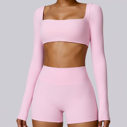 BalletFlex™ Square-Neck Long Sleeve Crop Top