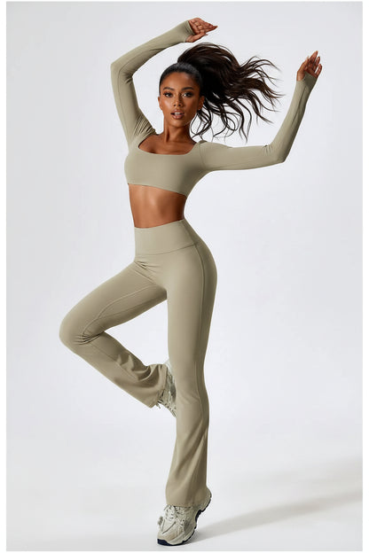 Mulu long Sleeve Crop Top Set