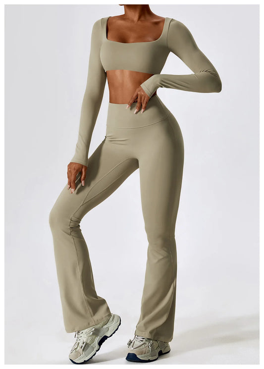 Mulu long Sleeve Crop Top Set