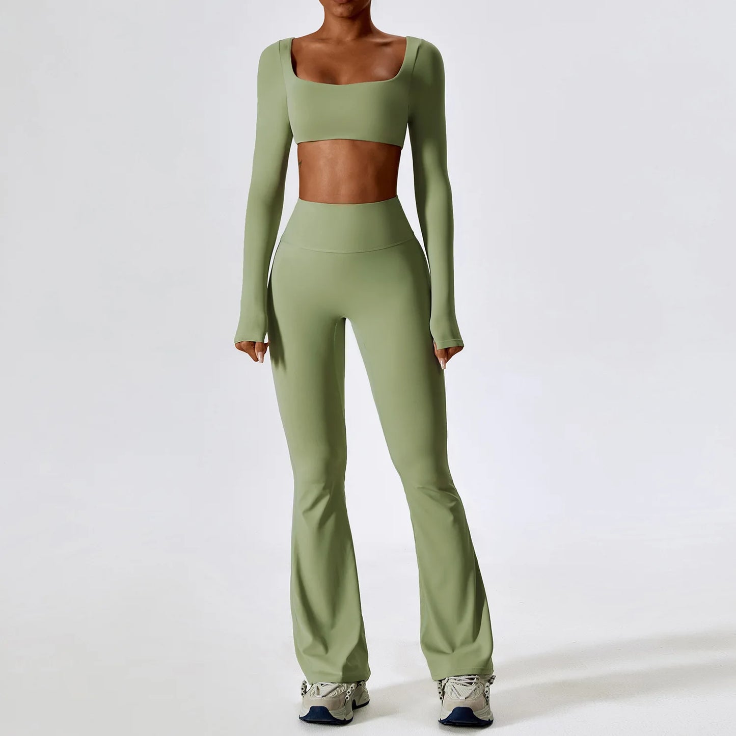 Mulu long Sleeve Crop Top Set