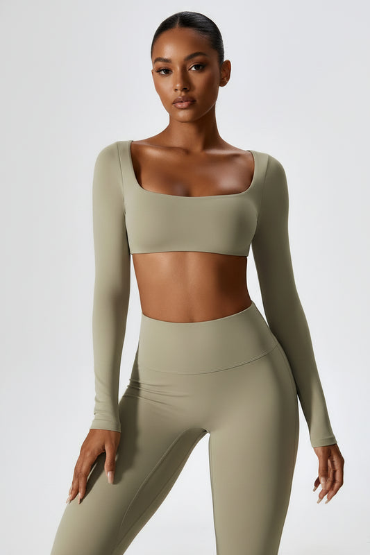 Mulu long Sleeve Crop Top Set