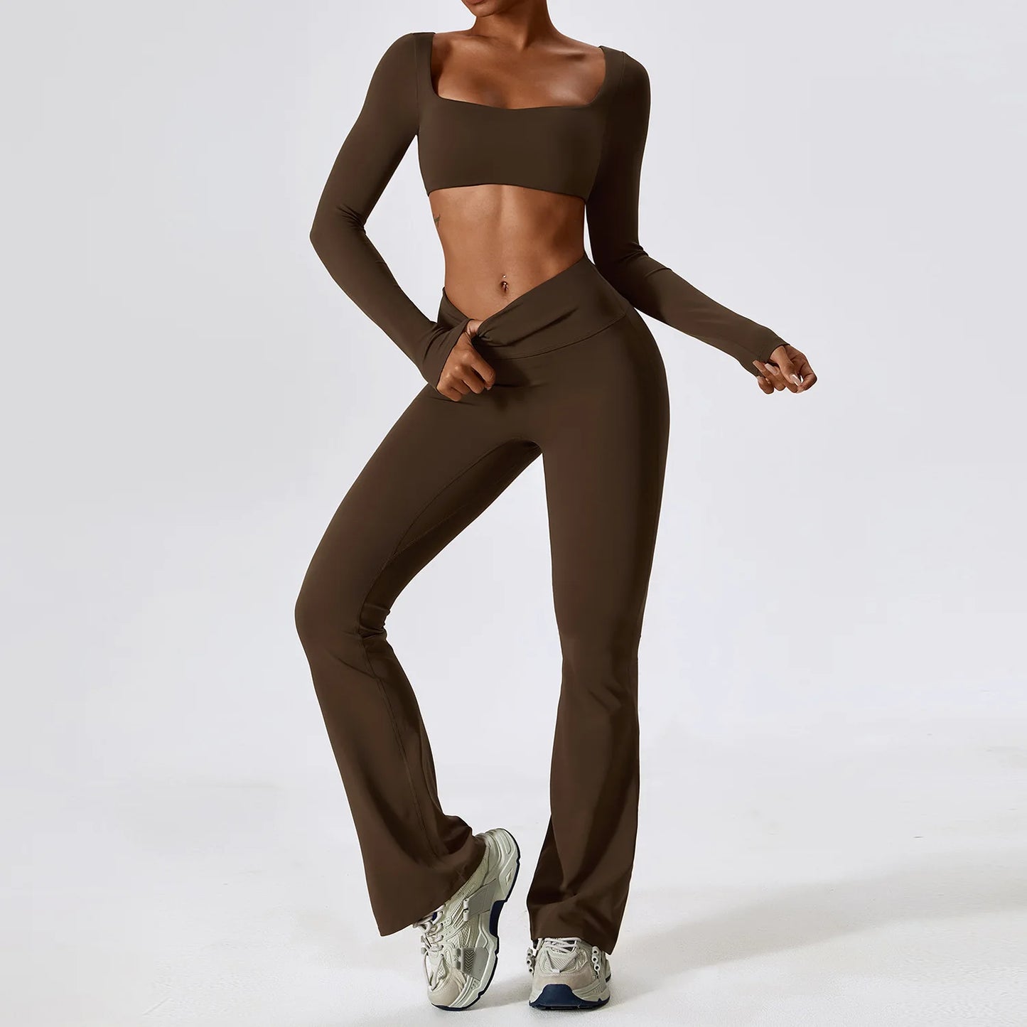 Mulu long Sleeve Crop Top Set