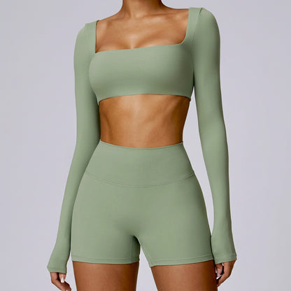 BalletFlex™ Square-Neck Long Sleeve Crop Top